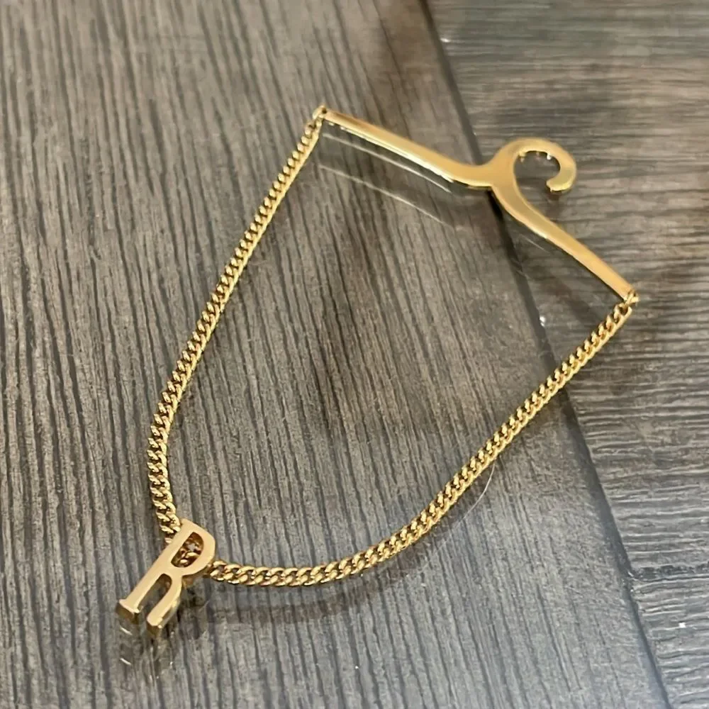 Vintage Tie Clasp - Chain with Initial “R” Monogram